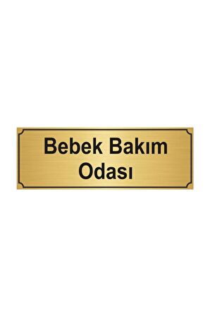 Bebek Bakım Odası Yönlendirme Levhası 5cmx20cm Altın Renk Metal
