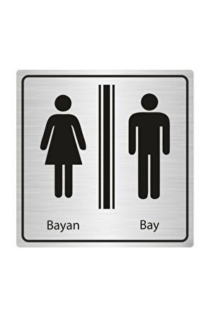 Wc Yönlendirme Levhası Bay Bayan 15 Cm X 15 Cm Sy03 Gümüş Renk