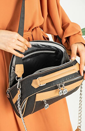 Just Polo JP4025  Gofraj Baskılı Yeni Sezon 4 Bölmeli Omuz ve Çapraz Çantası OZT4025