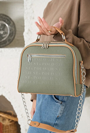 Just Polo JP4025  Gofraj Baskılı Yeni Sezon 4 Bölmeli Omuz ve Çapraz Çantası OZT4025