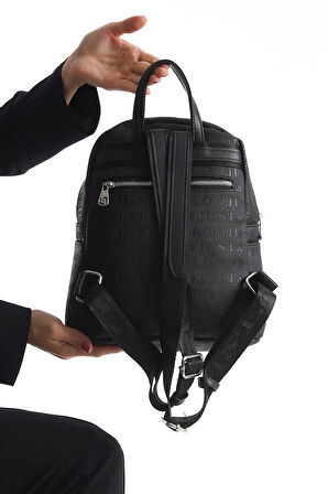 Just Polo JP4040  Kadın 9 Bölmeli Orta Boy Gofraj Baskılı Sırt Çantası OZT4040