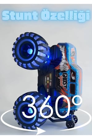 1:18 Ölçek Led Işıklı Şarjlı Off-Road 360 Derece Dönebilen Stunt Car Uzaktan Kumandalı Canavar Araba
