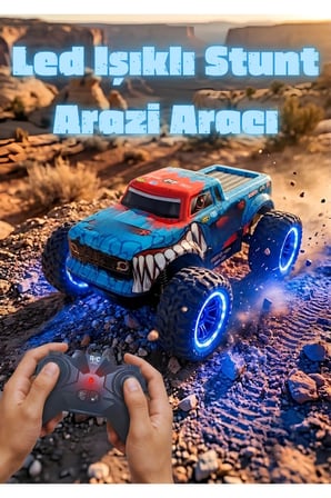 1:18 Ölçek Led Işıklı Şarjlı Off-Road 360 Derece Dönebilen Stunt Car Uzaktan Kumandalı Canavar Araba
