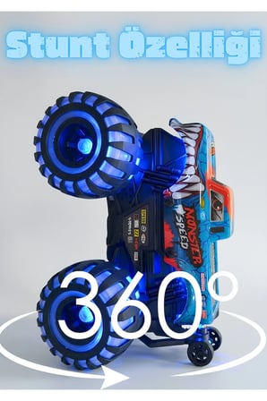 1:18 Ölçek Led Işıklı Şarjlı Off-Road 360 Derece Dönebilen Stunt Car Uzaktan Kumandalı Canavar Araba