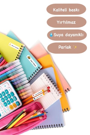72 Adet Sevimli Hayvan Temalı Kişiye Özel Okul Etiket İsim Yazılan Etiket Kalem Defter İsimli Etiket