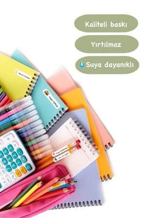 72 Adet Mor Çiçek Temalı Kişiye Özel Okul Etiketi İsim Yazılabilen Etiket Kalem Defter İsimli Etiket