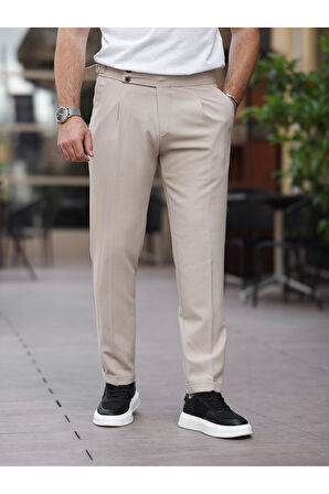 Old Money Pileli Likralı Kumaş Pantolon