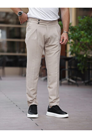 Old Money Pileli Likralı Kumaş Pantolon