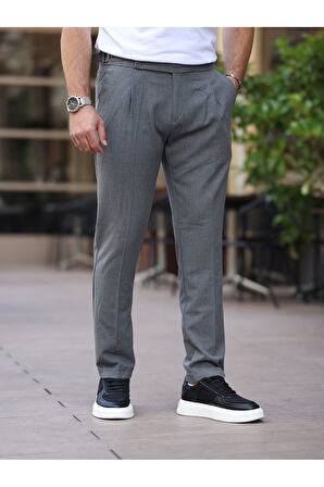 Old Money Pileli Likralı Kumaş Pantolon