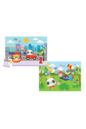Kız Çocuk Oyuncak FP 13407 Baby Puzzle City Fun Picnic 2In1 Erkek Çocuk Oyuncak Eğitici Oyuncaklar