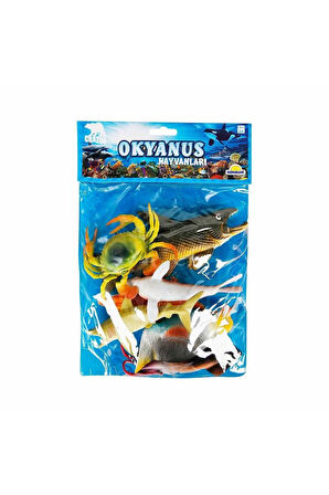 Kız Çocuk Oyuncak 1000713 Okyanus Hayvanları Poşetli 7'li Hayvan Oyun Seti -Sunm