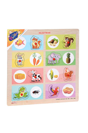 Kız Çocuk Oyuncak ONY-360-361 Onyıl, Ahşap Tutmalı Eşleştirme - Hangi Hayvan Ne