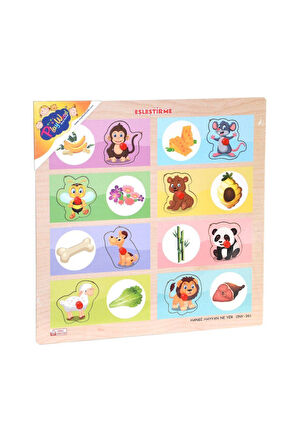 Kız Çocuk Oyuncak ONY-360-361 Onyıl, Ahşap Tutmalı Eşleştirme - Hangi Hayvan Ne