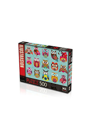 Kız Çocuk Oyuncak KS Puzzle 500 Parça Multi Owls Renkli Baykuşlar Erkek Çocuk Oyuncak Eğitici Oyunca