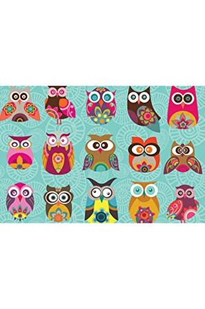 Kız Çocuk Oyuncak KS Puzzle 500 Parça Multi Owls Renkli Baykuşlar Erkek Çocuk Oyuncak Eğitici Oyunca