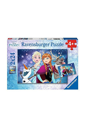 Kız Çocuk Oyuncak 90747 Frozen Kuzey Işıkları 2x24 parça Ravensburger Puzzle Eği