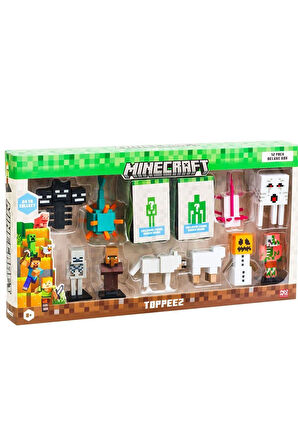 Kız Çocuk Oyuncak PMI MC2080 Minecraft 3D Figür Toppeez 12li Delüks Set Erkek Çocuk Oyuncak Eğitici