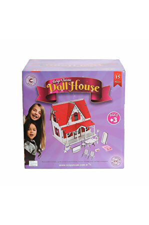 Kız Çocuk Oyuncak CCY00093 AHŞAP KIRMIZI VİLLA EV Erkek Çocuk Oyuncak Eğitici Oyuncaklar