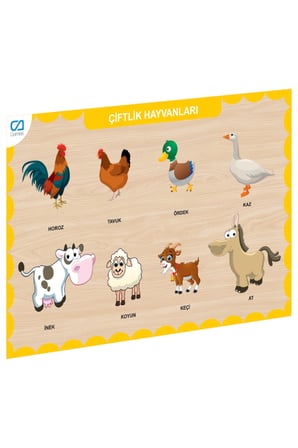 Kız Çocuk Oyuncak CAAHS-3211 CA GAMES AHŞAP ÇİFTLİK HAYVANLARI BUL-TAK Erkek Çocuk Oyuncak Eğitici O