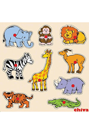 Kız Çocuk Oyuncak CS-1009 SAFARİ HAYVANLARI AHŞAP YAPBOZ Erkek Çocuk Oyuncak Eğitici Oyuncaklar