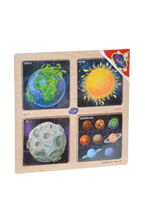 Kız Çocuk Oyuncak ONY-343/344/345/346 Ahşap Erkek Çocuk Oyuncak Eğitici 4'lü Puzzle -Onyıl Erkek Çoc