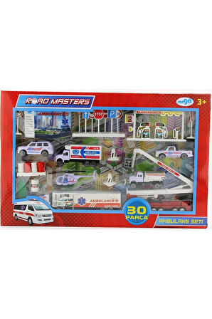 Kız Çocuk Oyuncak Helikopterli Metal Ambulans Seti Jp9106 Erkek Çocuk Oyuncak Eğitici Oyuncaklar