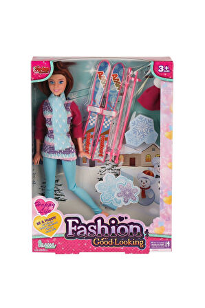 Kız Çocuk Oyuncak WG-66730-66731 Kutulu 29cm Aksesuarlı Kayakçı Bebek Erkek Çocuk Oyuncak Eğitici