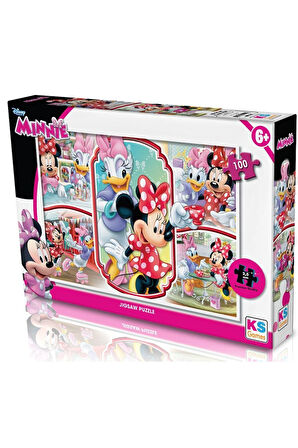 Kız Çocuk Oyuncak KS Puzzle 100 Parça Minnie Mouse Erkek Çocuk Oyuncak Eğitici Oyuncaklar