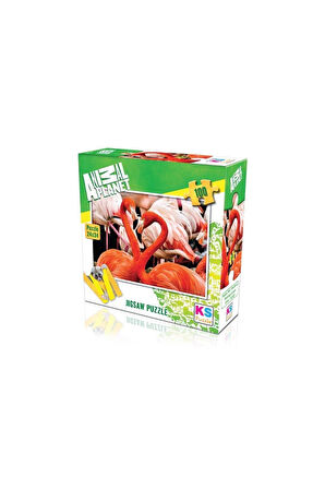 Kız Çocuk Oyuncak KS Puzzle 100 Parça Animal Planet Flamingolar Erkek Çocuk Oyuncak Eğitici Oyuncakl
