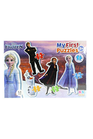 Kız Çocuk Oyuncak KS Baby Puzzle Frozen My First Puzzle 4 in 1 Çerçevesiz Eğiticiic