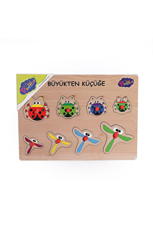 Kız Çocuk Oyuncak 131-132 ONY Ahşap Tutmalı Puzzle Büyükten Küçüğe Erkek Çocuk Oyuncak Eğitici Oyunc