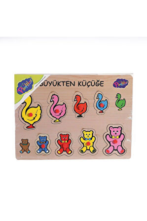 Kız Çocuk Oyuncak 131-132 ONY Ahşap Tutmalı Puzzle Büyükten Küçüğe Erkek Çocuk Oyuncak Eğitici Oyunc