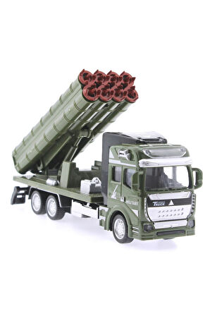 Kız Çocuk Oyuncak Sürtmeli Die Cast Metal Roketatar Rampalı Askeri Kamyon Eğiticiic