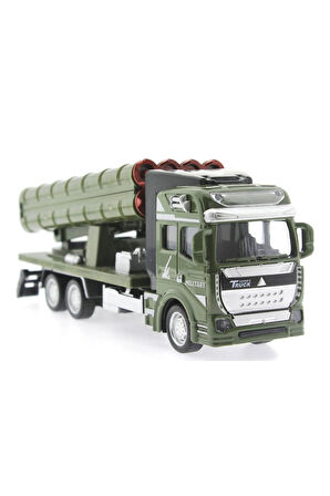 Kız Çocuk Oyuncak Sürtmeli Die Cast Metal Roketatar Rampalı Askeri Kamyon Eğiticiic