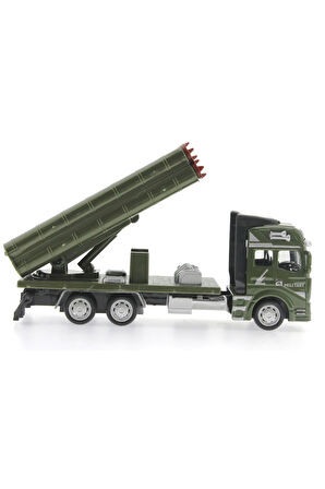 Kız Çocuk Oyuncak Sürtmeli Die Cast Metal Roketatar Rampalı Askeri Kamyon Eğiticiic