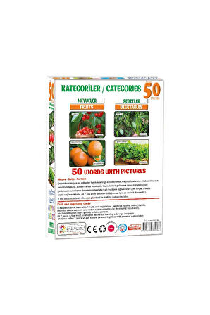 Kız Çocuk Oyuncak Resimlerle 50 Meyve Sebze İngilizce Destekli Erkek Çocuk Oyuncak Eğitici Oyuncakla