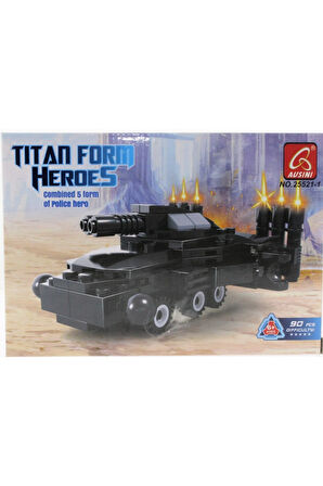Kız Çocuk Oyuncak Ausini 90 Parça Titan Polis Lazer Panzer 25521-1 Erkek Çocuk Oyuncak Eğitici Oyunc