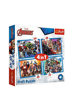 Kız Çocuk Oyuncak PUZZLE-34386 The Avengers 4IN1 Puzzle Erkek Çocuk Oyuncak Eğitici Oyuncaklar