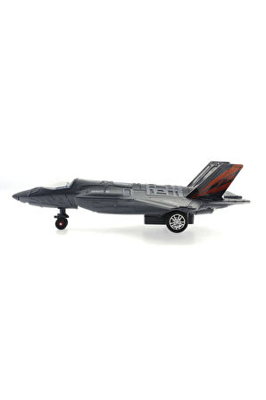 Kız Çocuk Oyuncak Çek Bırak Metal F-35 Benzeri Koyu Gri Savaş Uçağı Sesli Işıklı