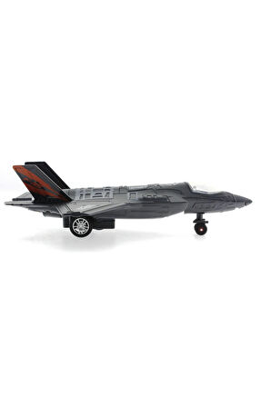 Kız Çocuk Oyuncak Çek Bırak Metal F-35 Benzeri Koyu Gri Savaş Uçağı Sesli Işıklı