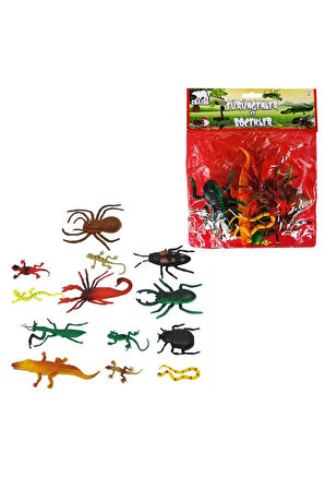 Kız Çocuk Oyuncak Sunman Sürüngenler ve Böcekler Poşetli Hayvanlar Erkek Çocuk Oyuncak Eğitici Oyunc