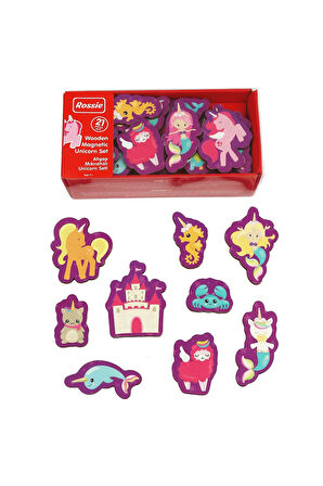 Kız Çocuk Oyuncak Rossie Mıknatıslı Ahşap Unicorn Figürler Erkek Çocuk Oyuncak Eğitici Oyuncaklar