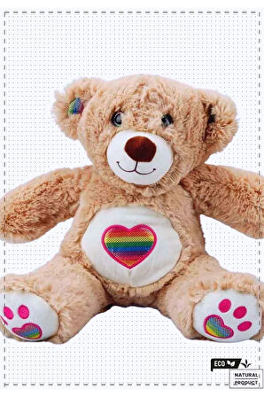 Gökkuşağı Kalpli Peluş Ayı 30cm Kız Oyuncakları Erkek Cocuk Egitici Montessori Oyuncaklar