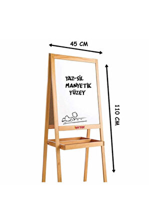 Kız Çocuk Oyuncak 2195 AYAKLI ÇİFT TARAFLI MANYETİK AHŞAP YAZI TAHTASI Erkek Çocuk Oyuncak Eğitici O