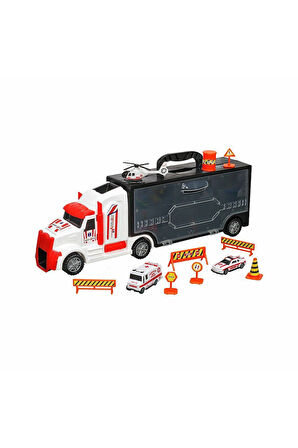 Kız Çocuk Oyuncak ERN-877 Heroes Toys Çantalı Ambulans Taşıyıcı Tır Seti - Eren