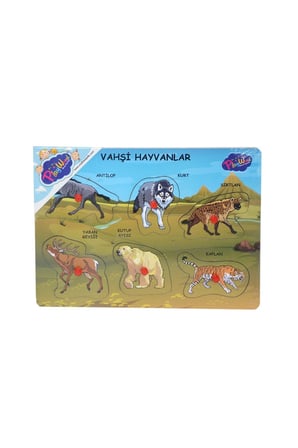 Kız Çocuk Oyuncak ONY-328 329 Onyıl, Ahşap Tutmalı Vahşi Hayvanlar Erkek Çocuk Oyuncak Eğitici Oyunc