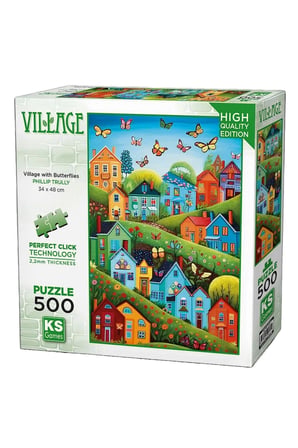 Kız Çocuk Oyuncak KS Games Village with Butterflies Puzzle 500 Parça 20079 Eğiticii