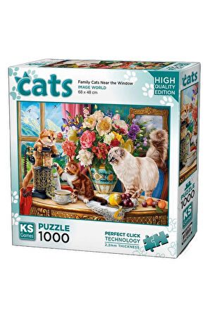 Kız Çocuk Oyuncak KS Games Family Cats Near The Window Puzzle 1000 Parça 20794 E