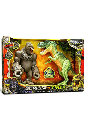 Kız Çocuk Oyuncak Primal Clash Gorilla vs T-rex Sesli Işıklı Oyun Seti Erkek Çocuk Oyuncak Eğitici O