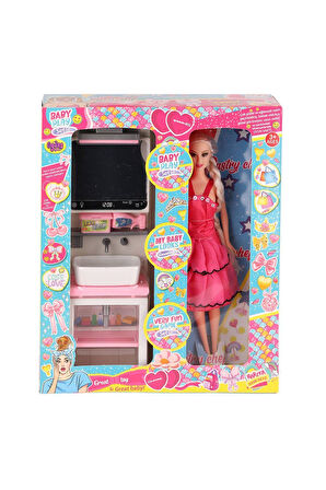 Kız Çocuk Oyuncak OYD-02390 Bebek ve Aynalı Lavabo Oyun Seti -Oydaş Oyuncak Eğitici